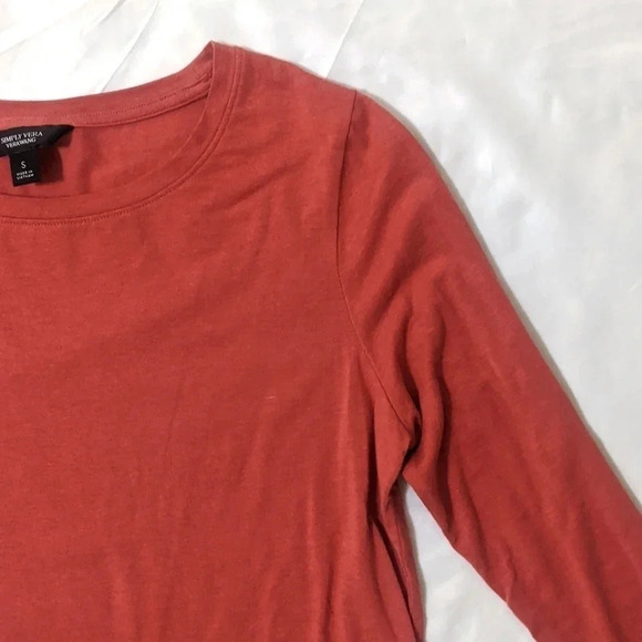 Simply Vera Vera Wang Three Quarter Sleeve Peplum Tee, Color Wild Ginger Size S - Picture 7 of 13